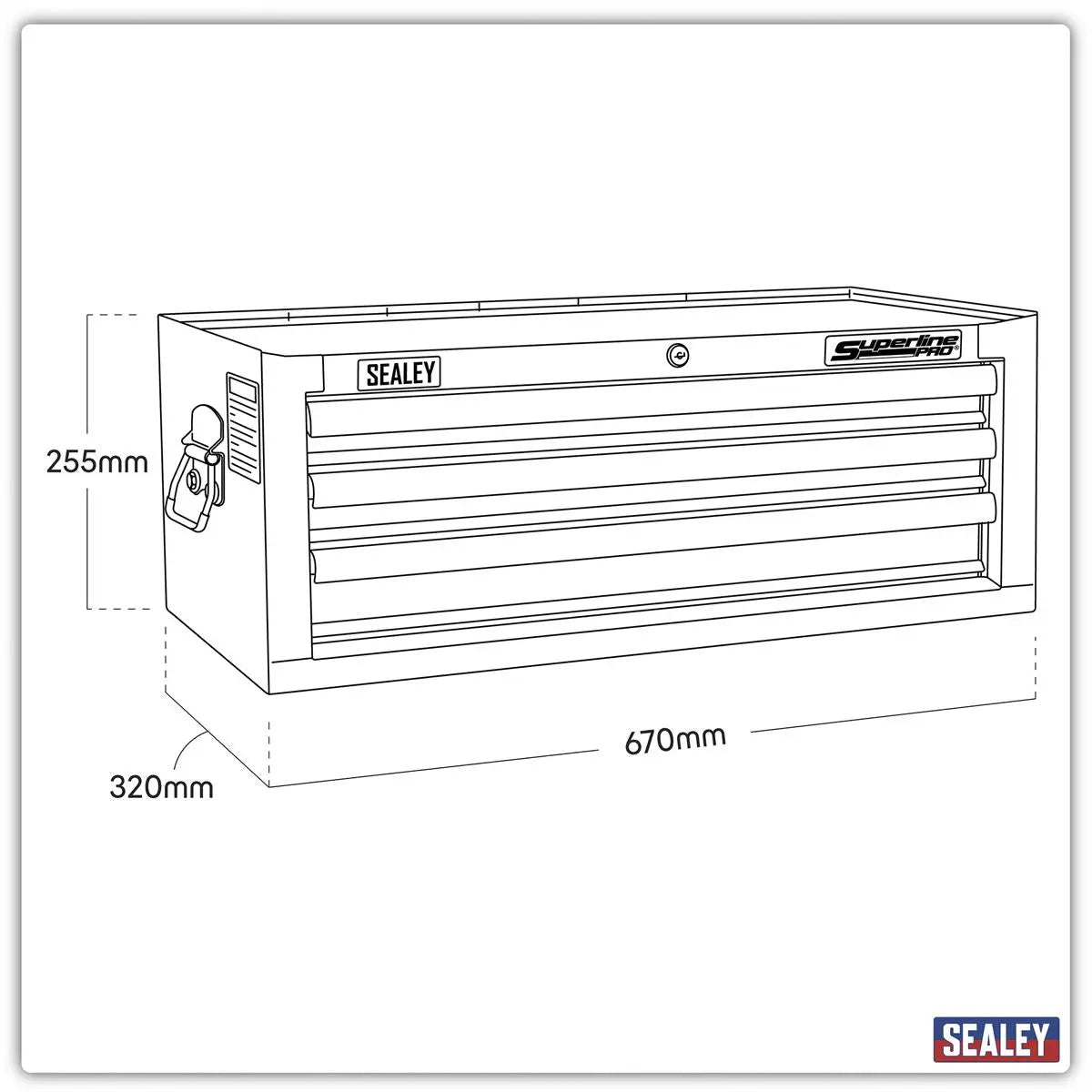 Sealey Superline Pro Mid-Box Tool Chest 3 Drawer with Ball-Bearing Slides - Black 