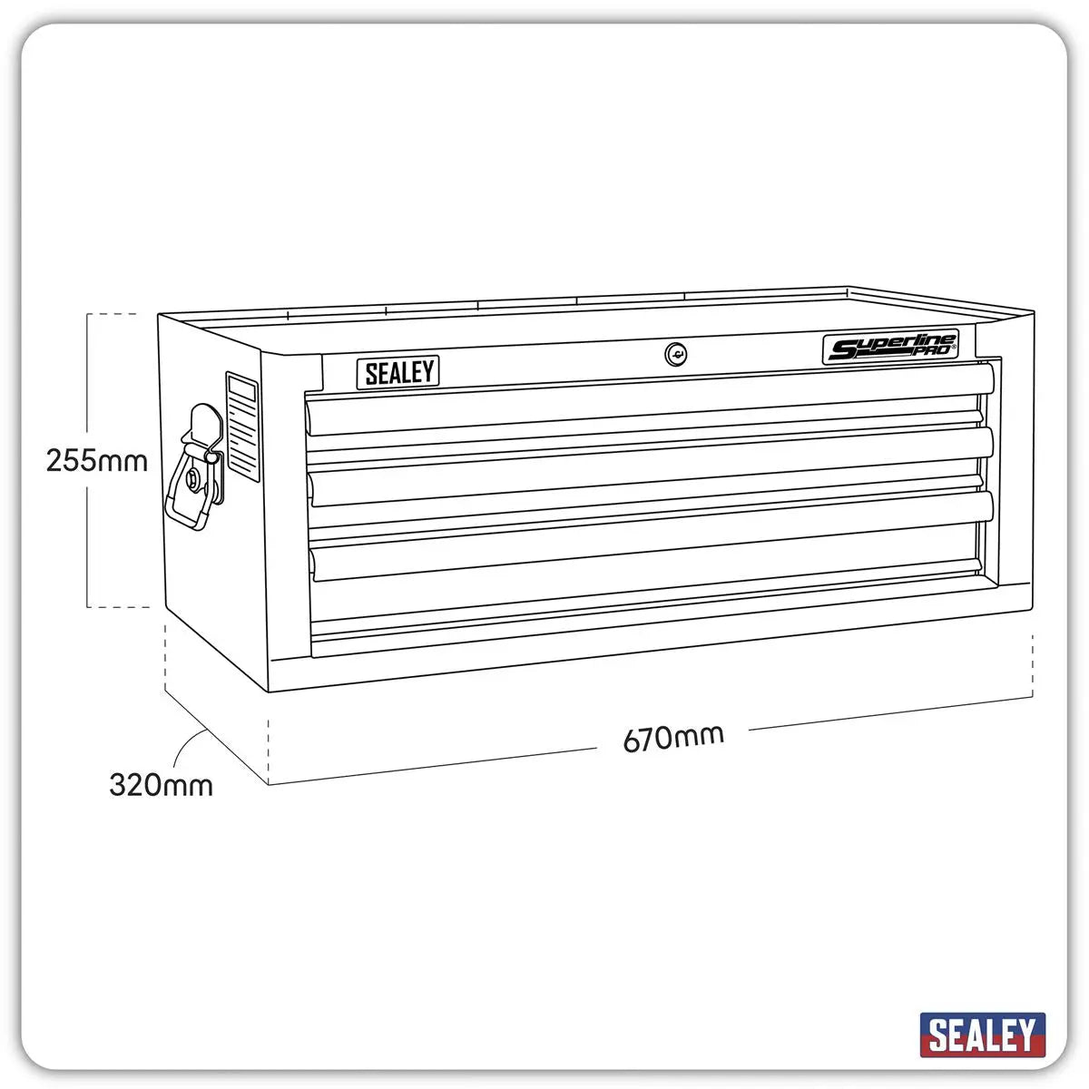 Sealey Superline Pro Mid-Box Tool Chest 3 Drawer with Ball-Bearing Slides - Red 