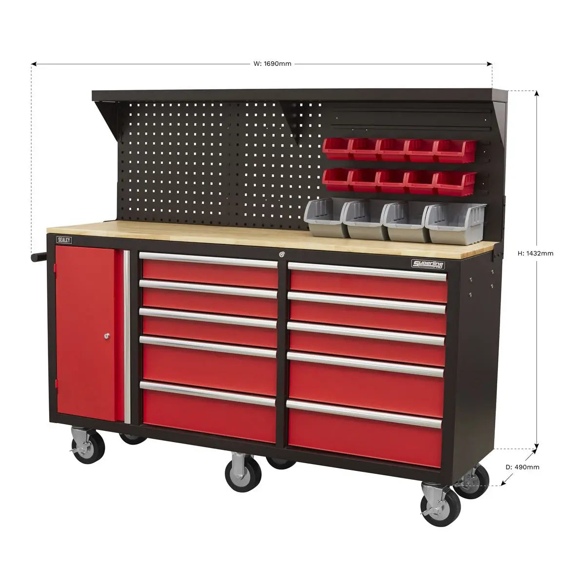 Sealey Superline Pro Mobile Workstation 10 Drawer with Backboard 