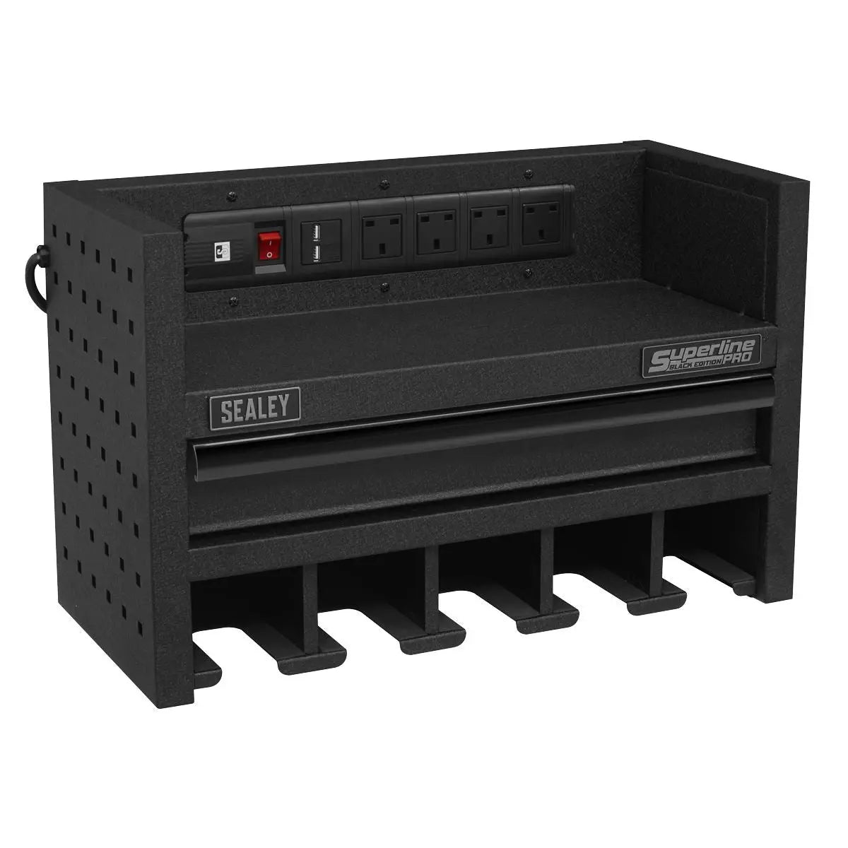 Sealey Superline Pro Power Tool Storage Rack with Drawer & Power Strip 