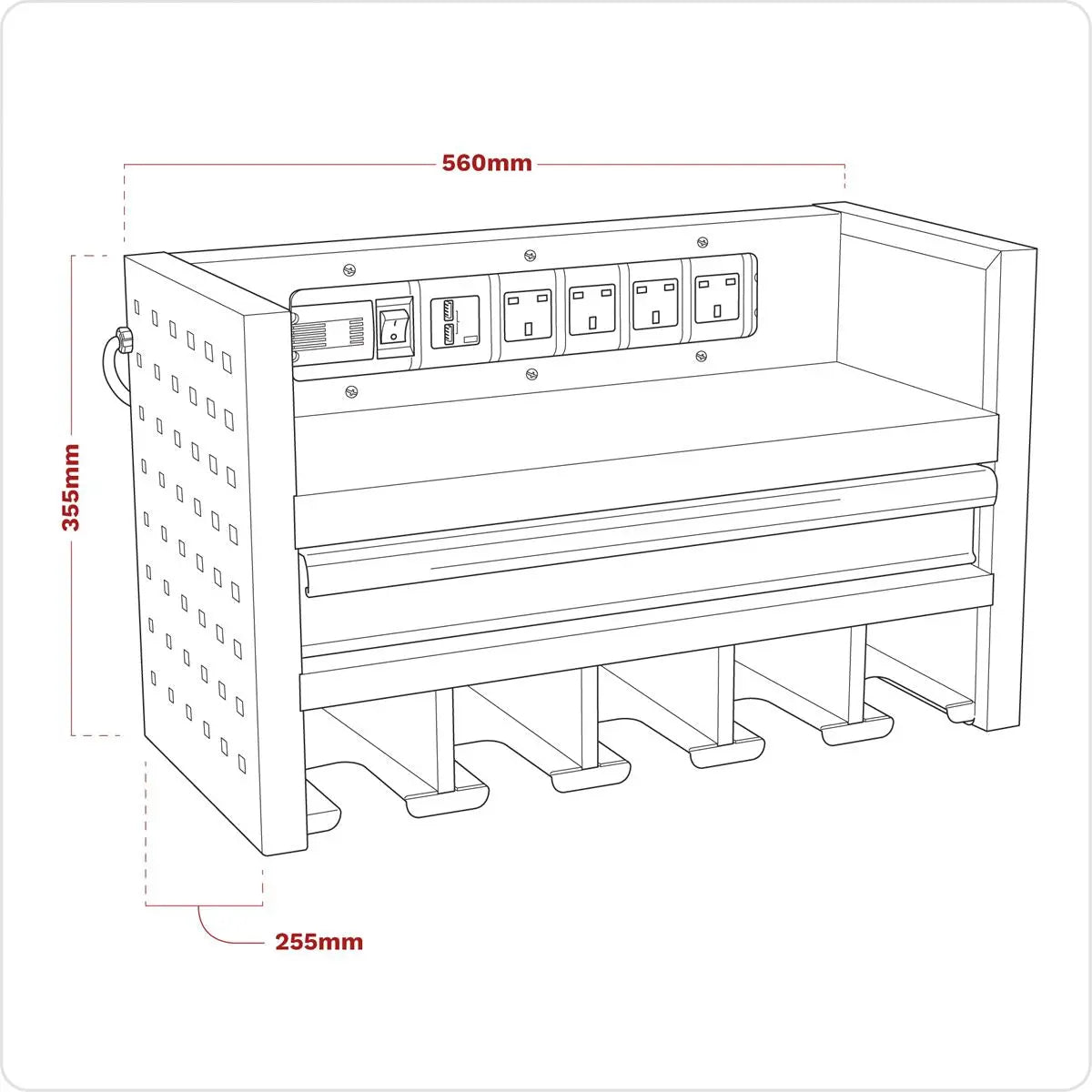 Sealey Superline Pro Power Tool Storage Rack with Drawer & Power Strip 
