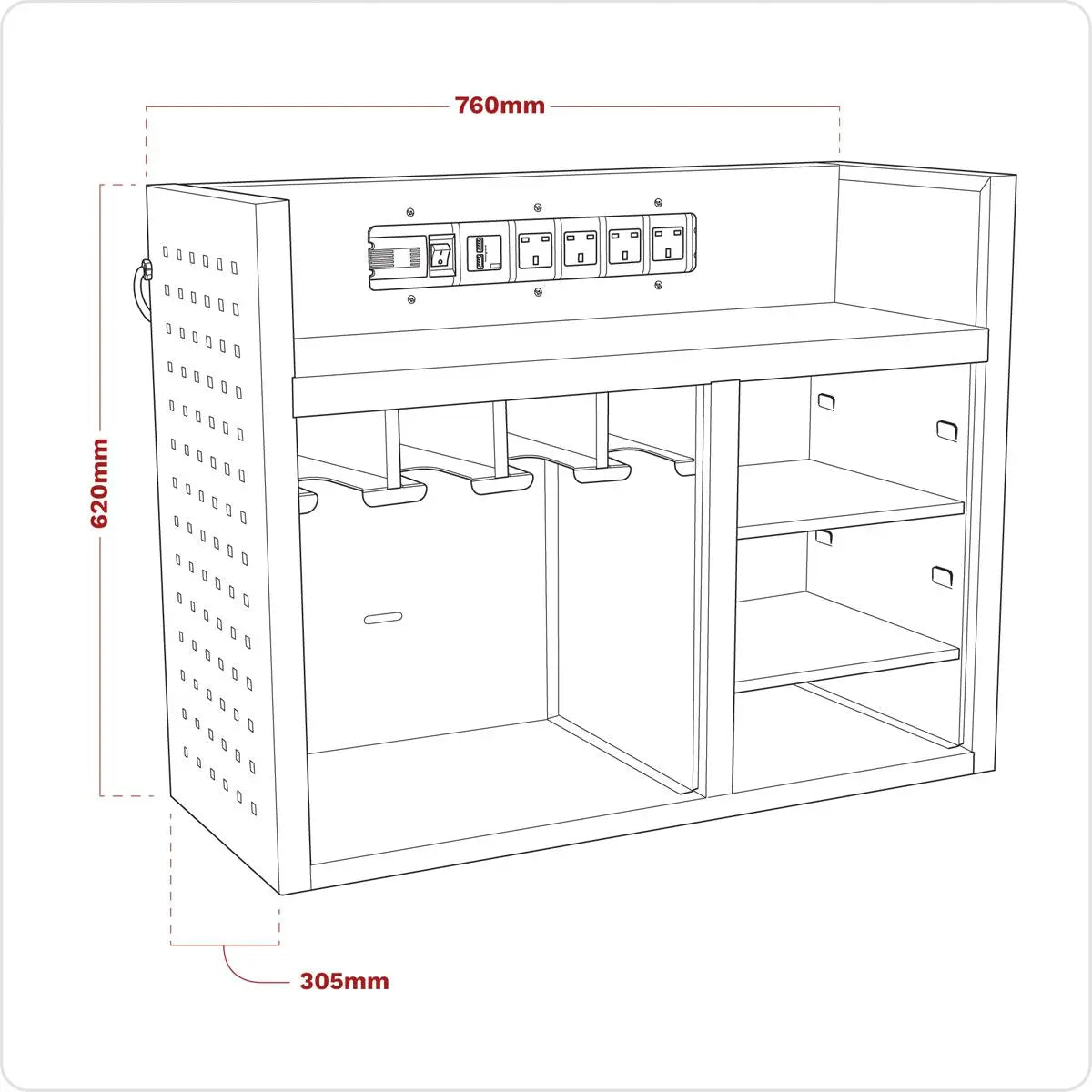 Sealey Superline Pro Power Tool Storage Rack with Power Strip 
