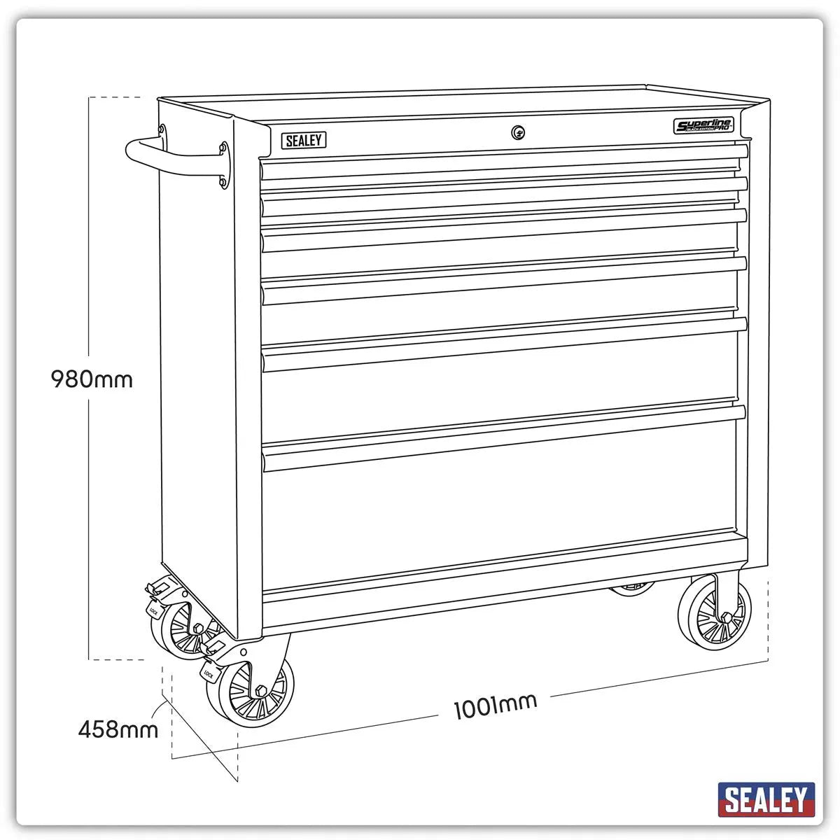 Sealey Superline Pro Rollcab 6 Drawer 915mm with Soft Close Drawers 