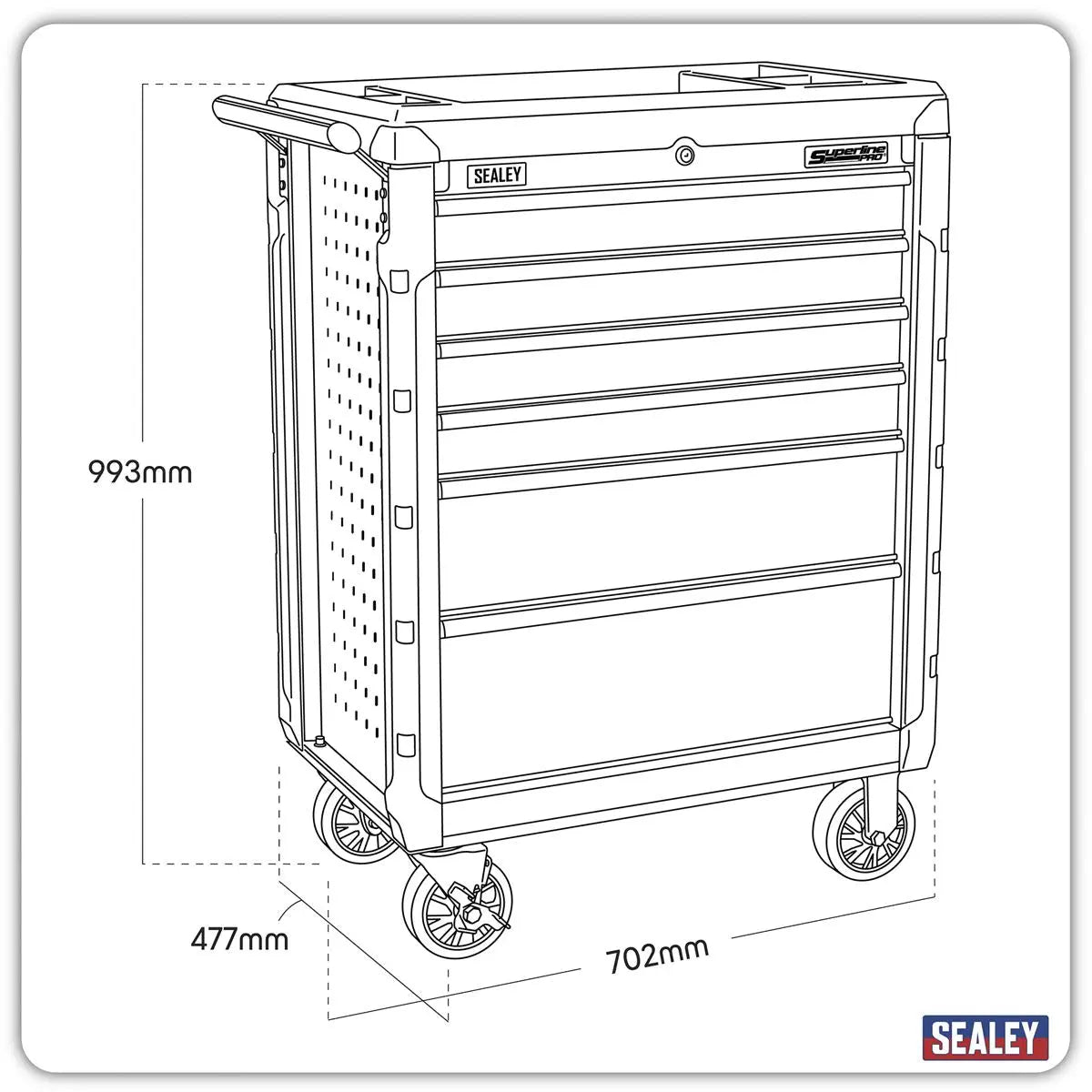 Sealey Superline Pro Rollcab 6 Drawer with Ball-Bearing Slides 