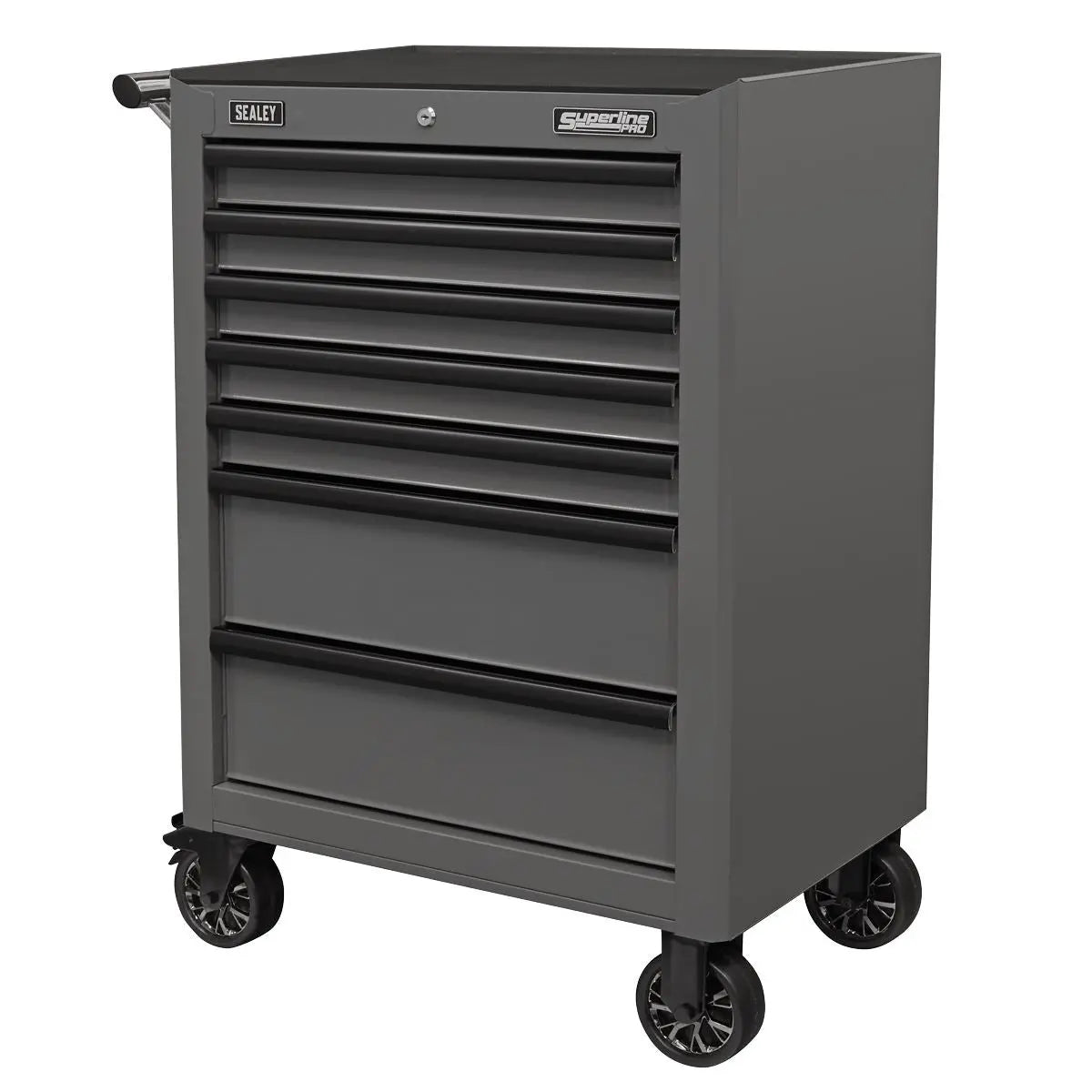 Sealey Superline Pro Rollcab 7 Drawer with Ball-Bearing Slides - Grey/Black  White Rose Tools