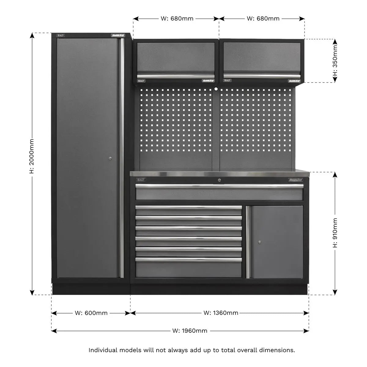 Sealey Superline Pro Superline PRO® 1.96m Storage System - Stainless Steel Worktop 