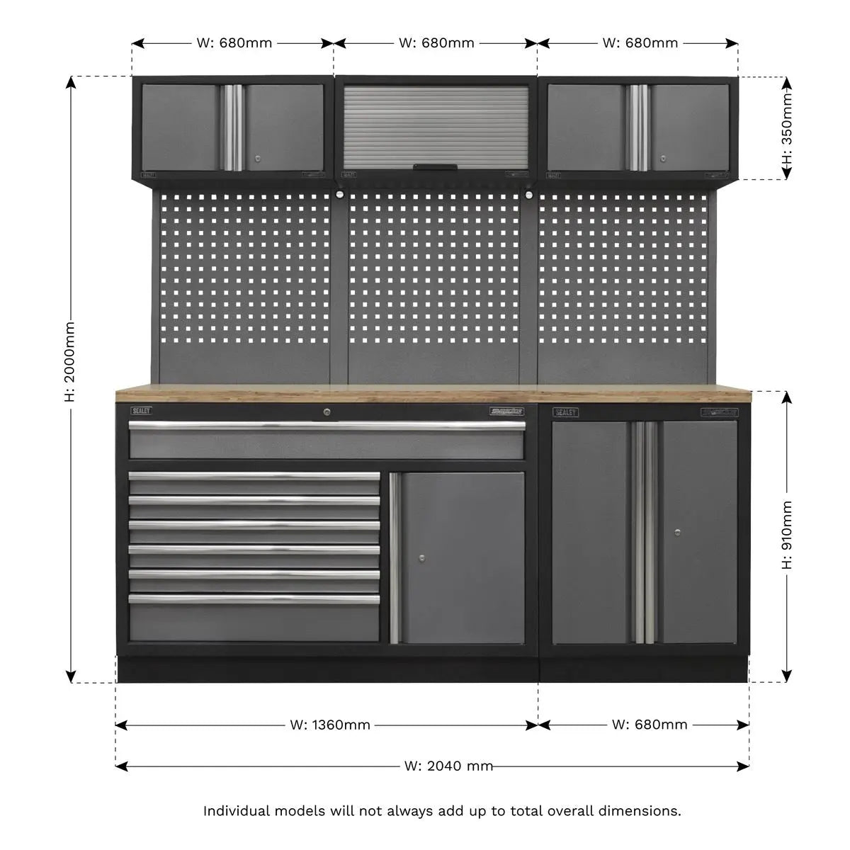 Sealey Superline Pro Superline PRO® 2.04m Storage System - Pressed Wood Worktop 