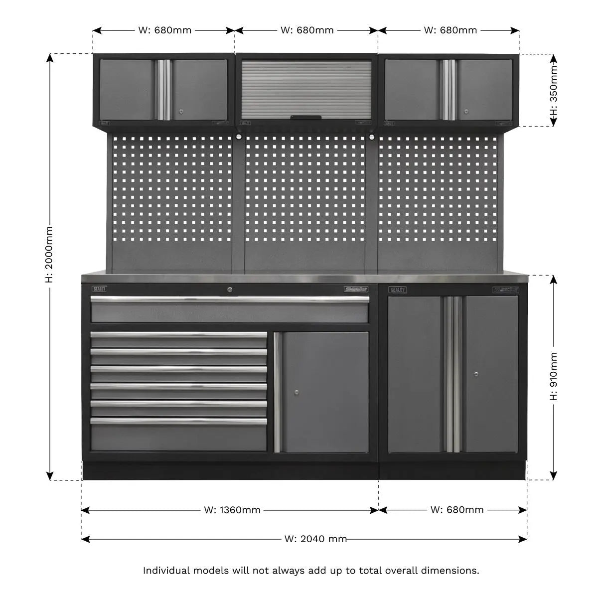 Sealey Superline Pro Superline PRO® 2.04m Storage System - Stainless Steel Worktop  White Rose Tools