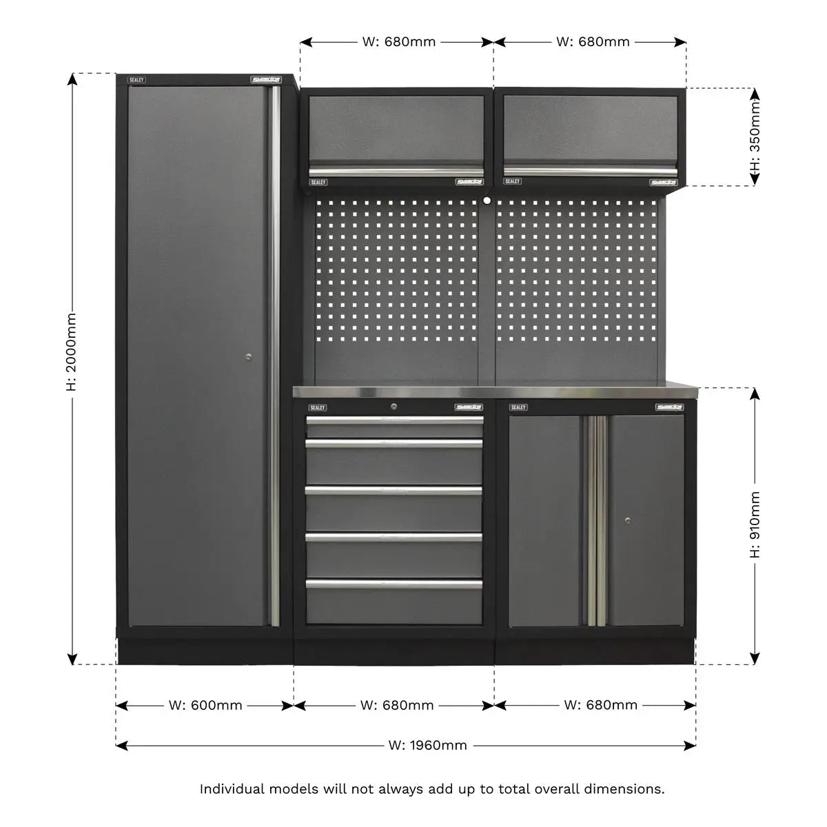 Sealey Superline Pro Superline PRO® 2.0m Storage System - Stainless Worktop 