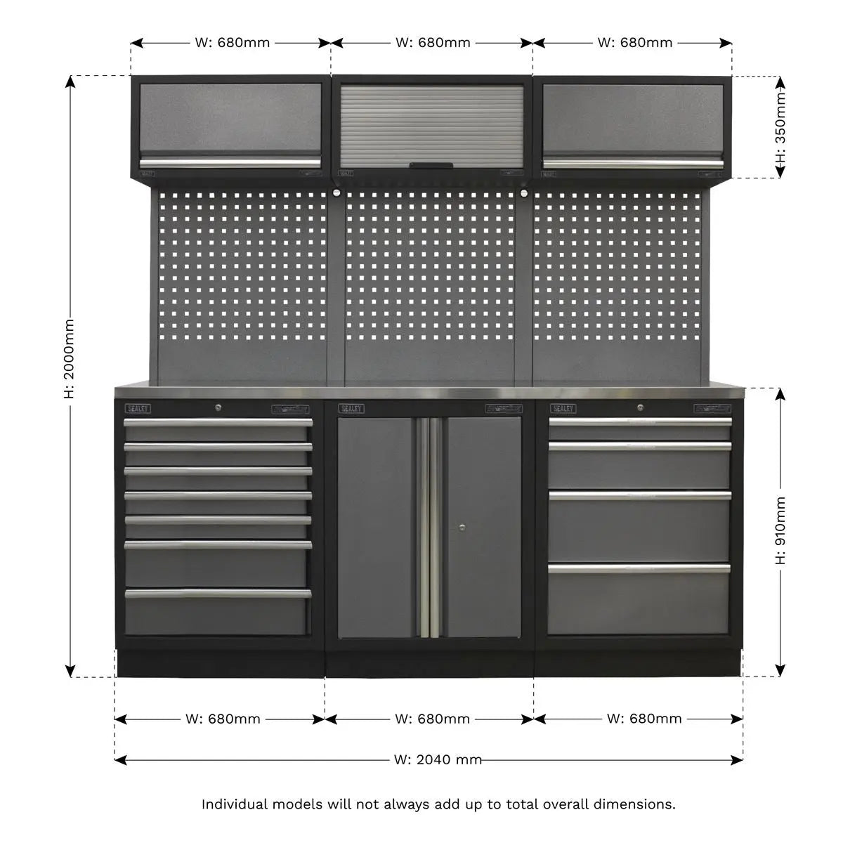 Sealey Superline Pro Superline PRO® 2m Storage System - Stainless Worktop  White Rose Tools