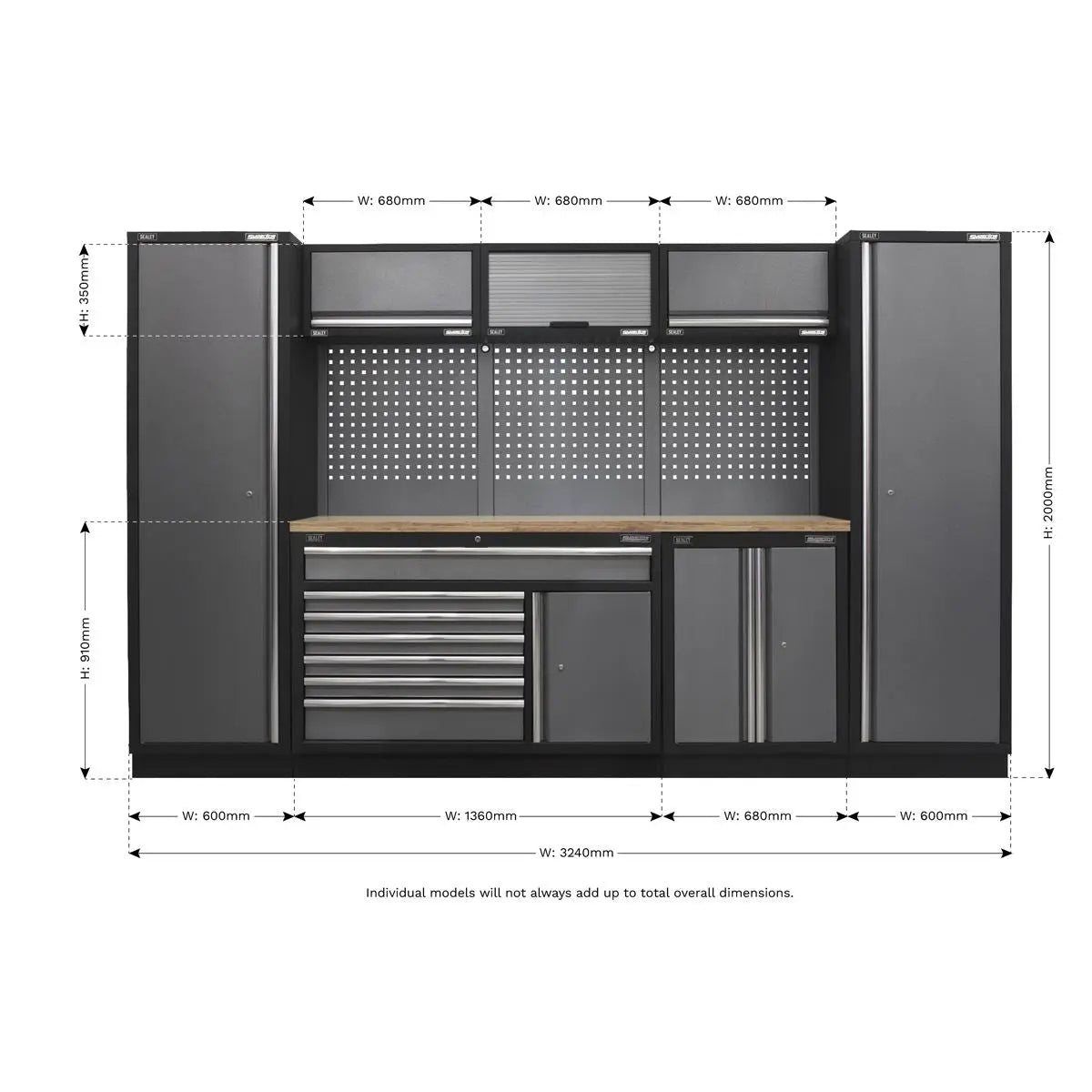 Sealey Superline Pro Superline PRO® 3.24m Storage System - Pressed Wood Worktop 
