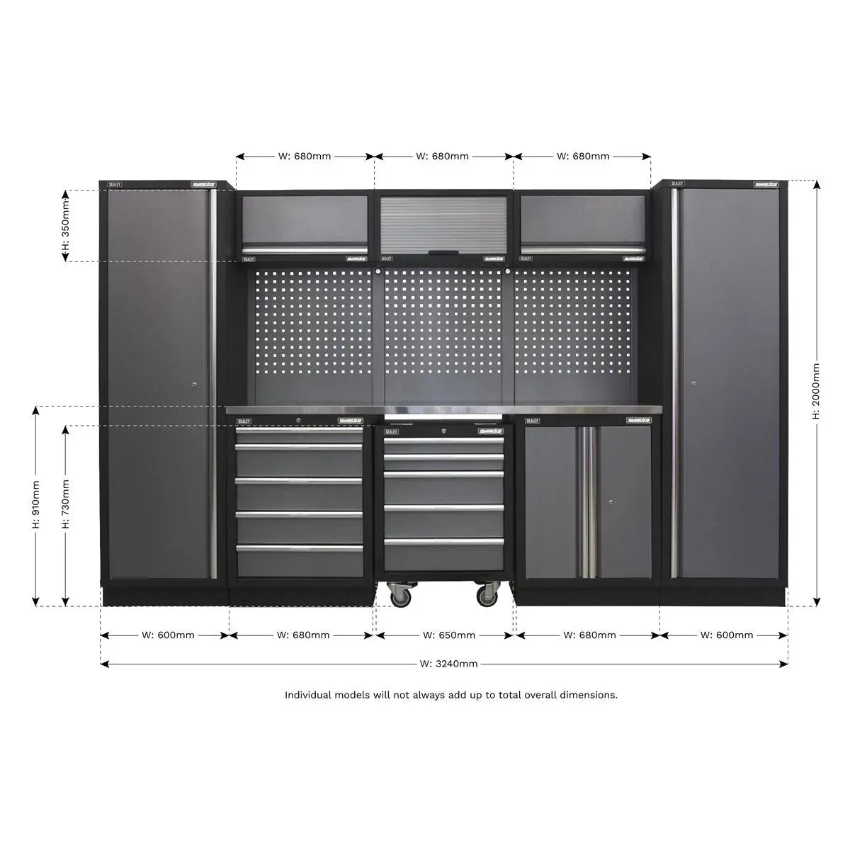 Sealey Superline Pro Superline PRO® 3.2m Storage System - Stainless Worktop 