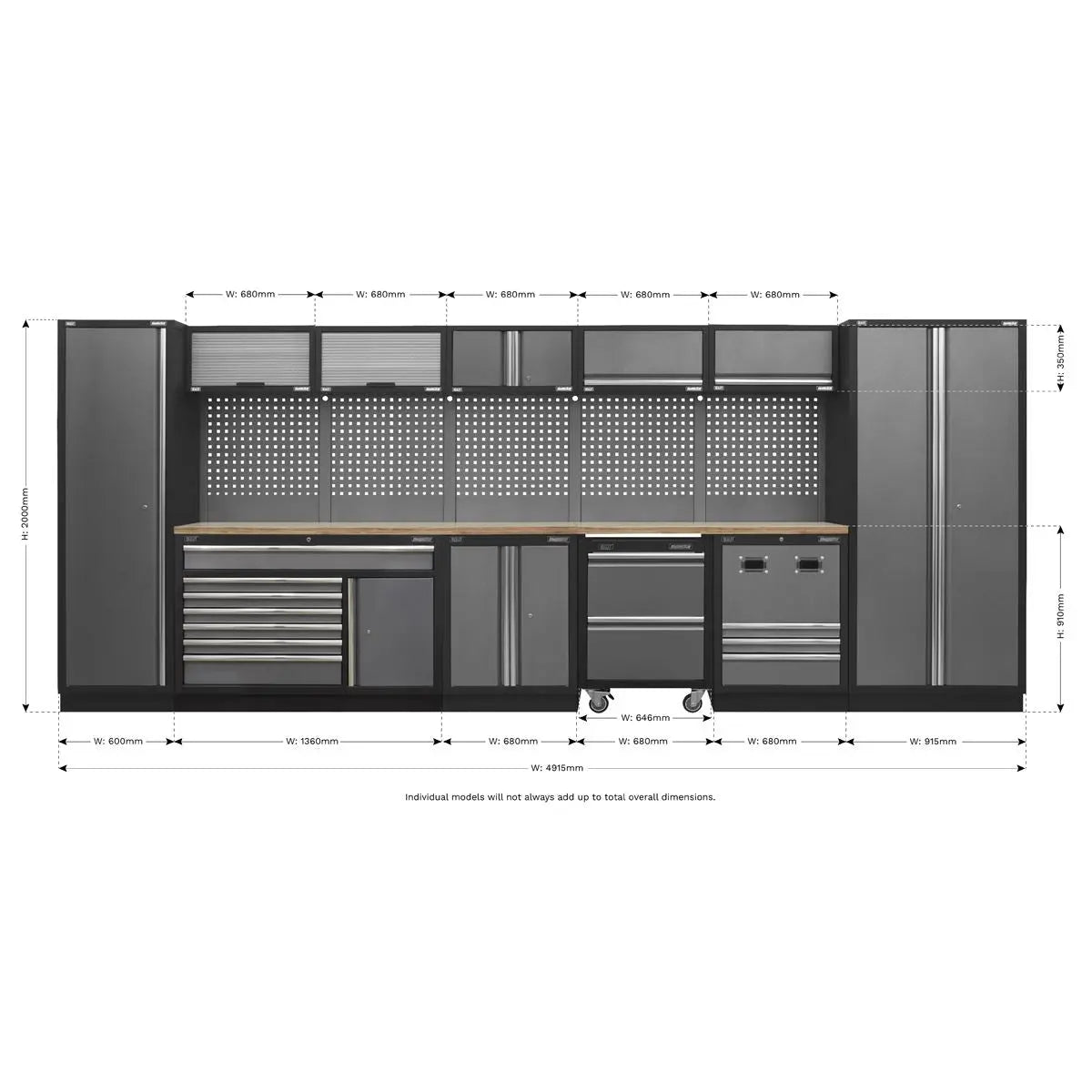 Sealey Superline Pro Superline PRO® 4.9m Storage System - Pressed Wood Worktop 