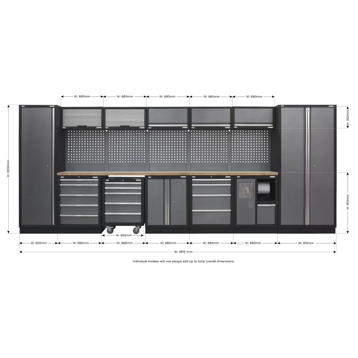 Sealey Superline Pro Superline PRO® 4.9m Storage System - Wood Worktop 