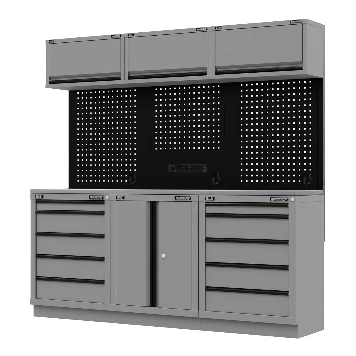Sealey Superline Pro Superline PRO® Black Edition Storage System with Stainless Worktop 2.04m  White Rose Tools