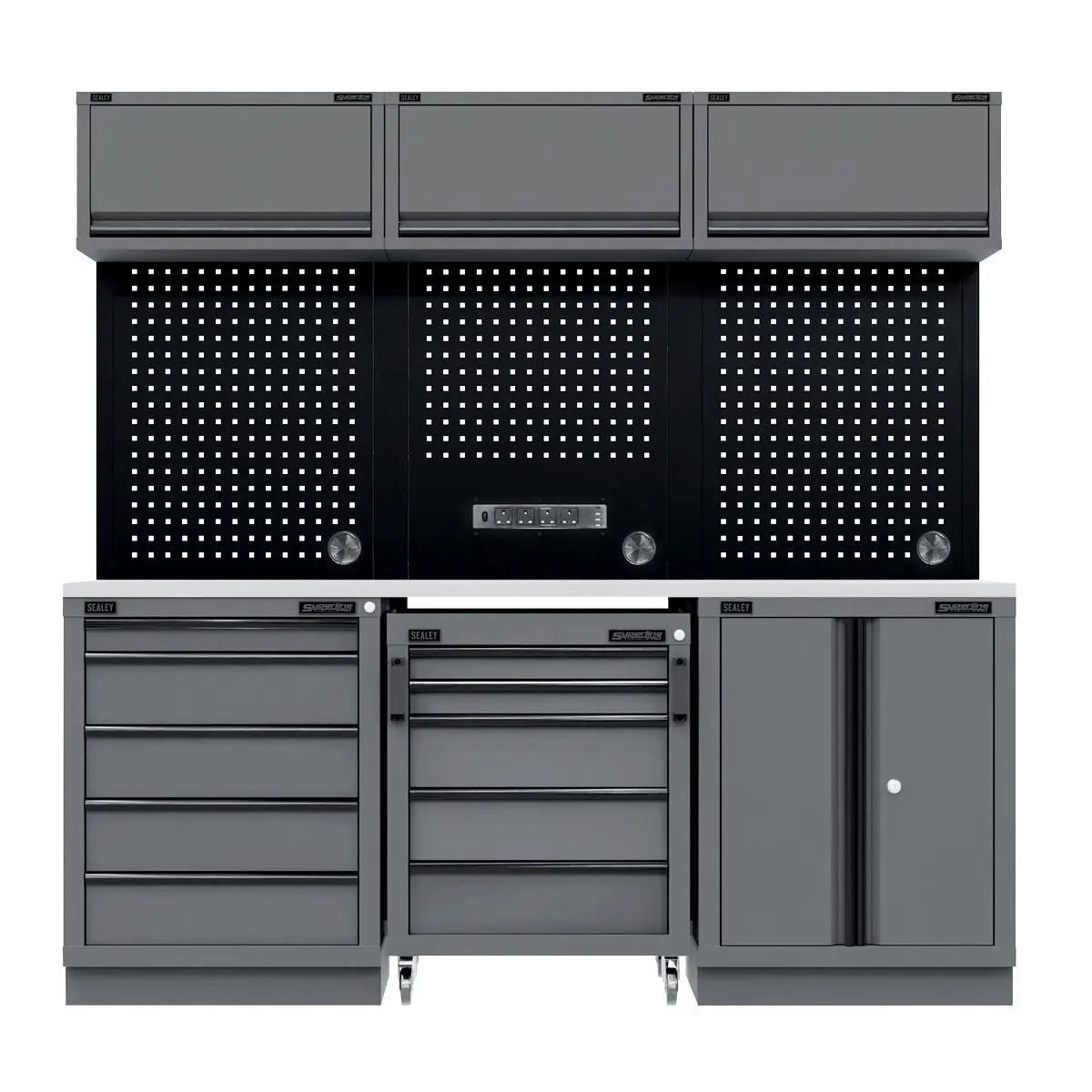 Sealey Superline Pro Superline PRO® Black Edition Storage System with Stainless Worktop 2.04m  White Rose Tools