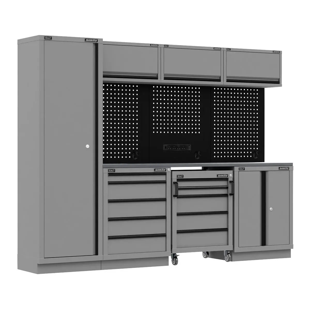 Sealey Superline Pro Superline PRO® Black Edition Storage System with Stainless Worktop 2.64m  White Rose Tools