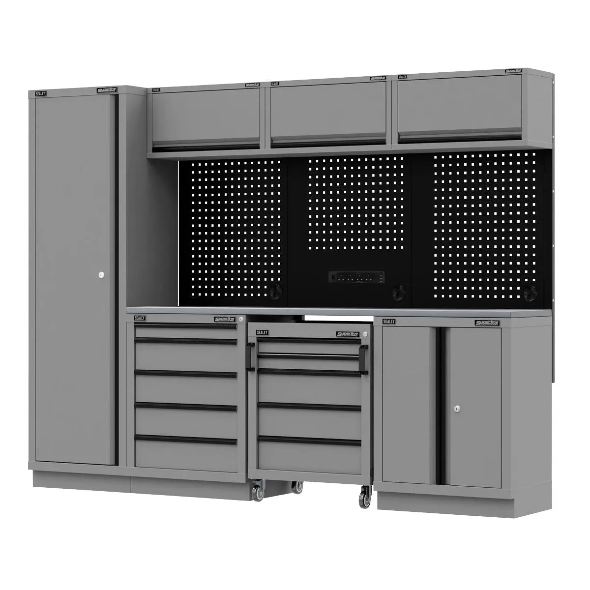 Sealey Superline Pro Superline PRO® Black Edition Storage System with Stainless Worktop 2.64m  White Rose Tools