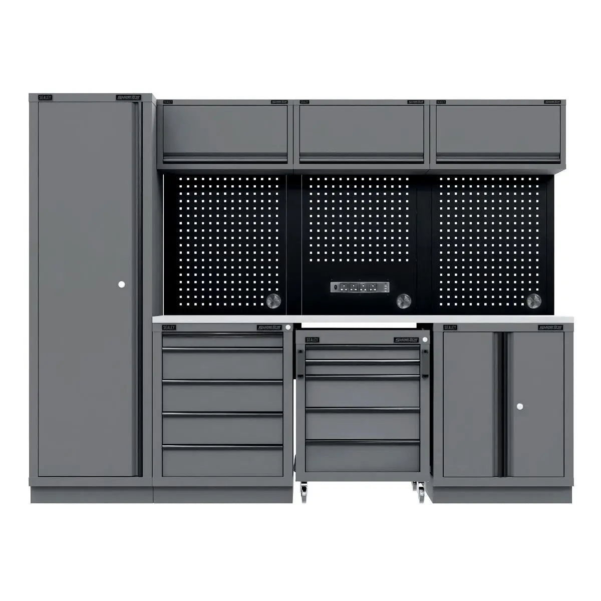 Sealey Superline Pro Superline PRO® Black Edition Storage System with Stainless Worktop 2.64m  White Rose Tools