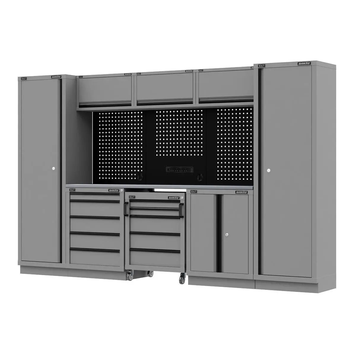Sealey Superline Pro Superline PRO® Black Edition Storage System with Stainless Worktop 3.24m  White Rose Tools