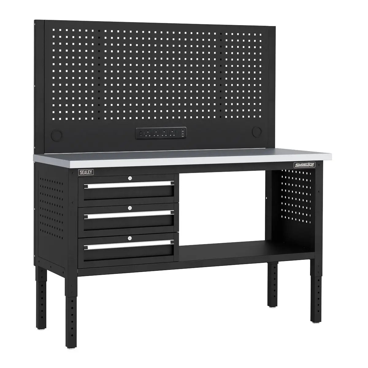Sealey Superline Pro Superline PRO® Modular Workbench with 3 Drawers Stainless Steel Worktop 1525mm  White Rose Tools