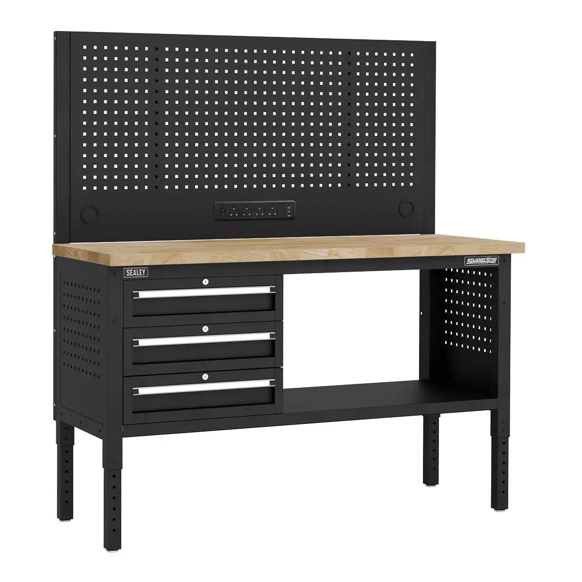 Sealey Superline Pro Superline PRO® Modular Workbench with 3 Drawers Wooden Worktop 1525mm  White Rose Tools