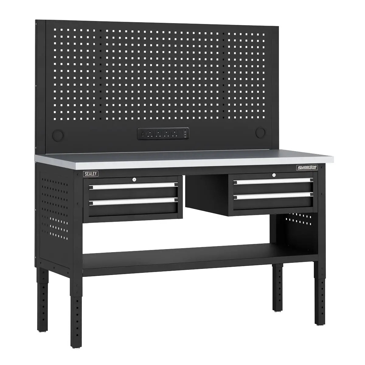 Sealey Superline Pro Superline PRO® Modular Workbench with 4 Drawers Stainless Steel Worktop 1525mm  White Rose Tools
