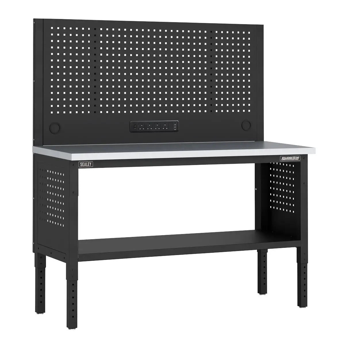 Sealey Superline Pro Superline PRO® Modular Workbench with Pegboard Back Panel Stainless Steel Worktop 1525mm  White Rose Tools