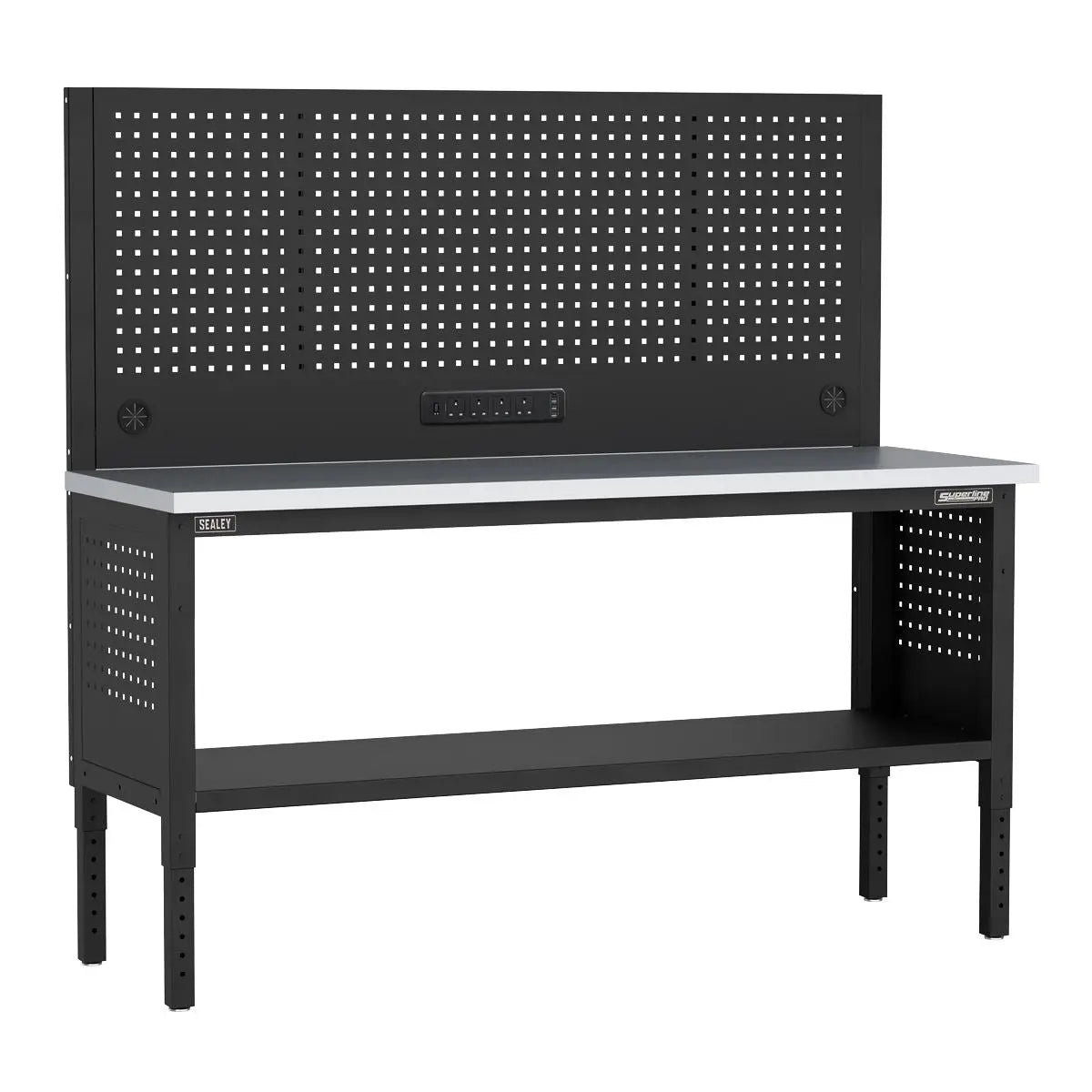 Sealey Superline Pro Superline PRO® Modular Workbench with Pegboard Back Panel Stainless Steel Worktop 1830mm  White Rose Tools
