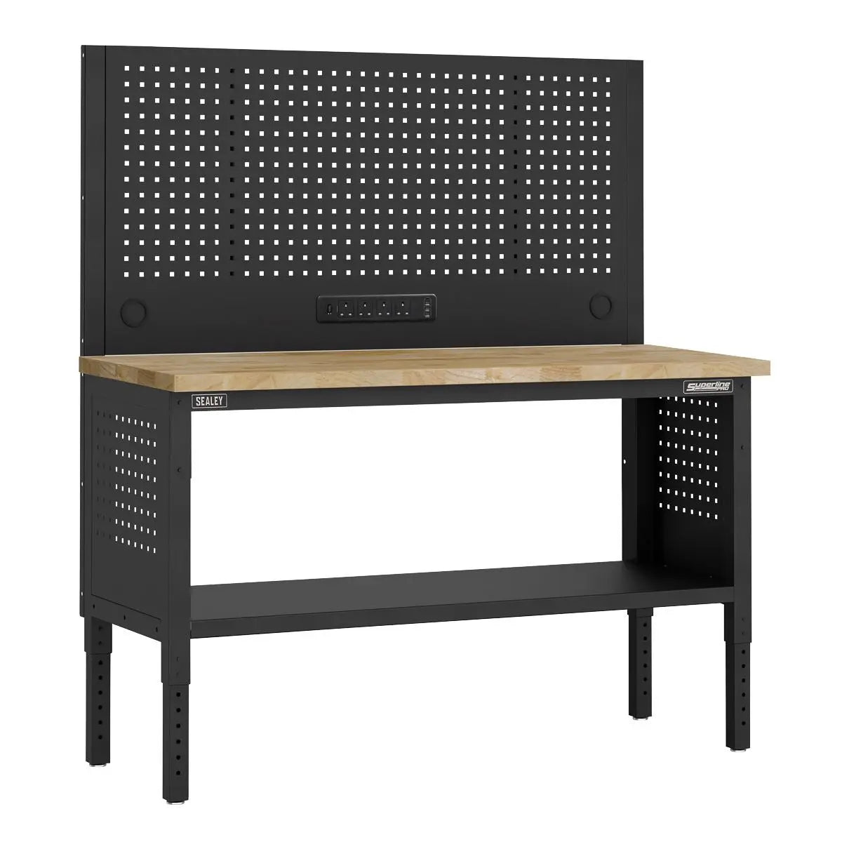 Sealey Superline Pro Superline PRO® Modular Workbench with Pegboard Back Panel Wooden Worktop 1525mm  White Rose Tools