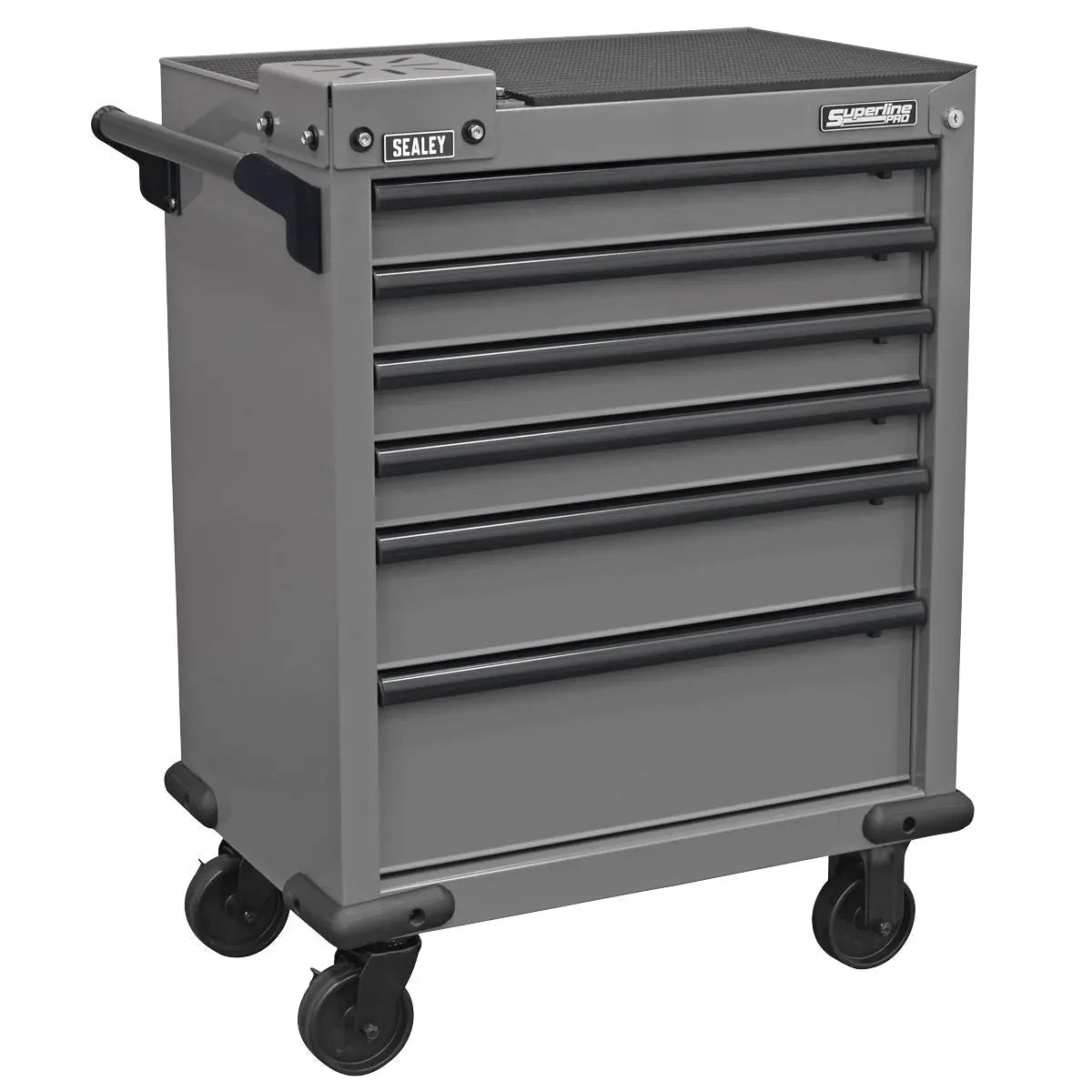 Sealey Superline Pro Superline PRO® Rollcab 6 Drawer with Vice Base - Grey/Black  White Rose Tools