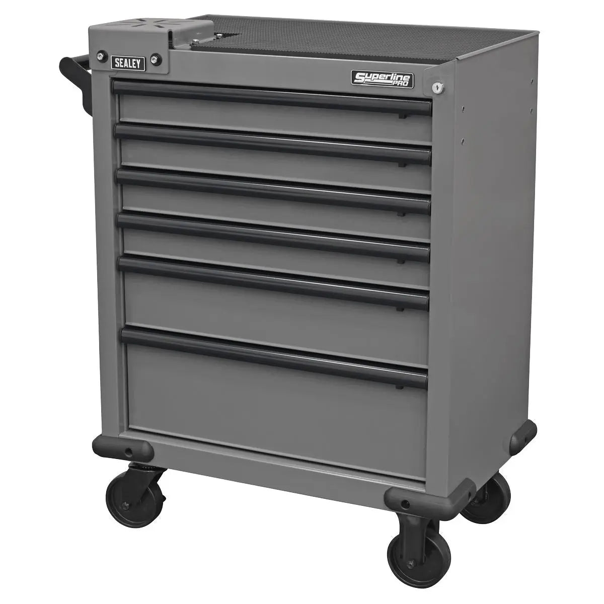 Sealey Superline Pro Superline PRO® Rollcab 6 Drawer with Vice Base - Grey/Black  White Rose Tools