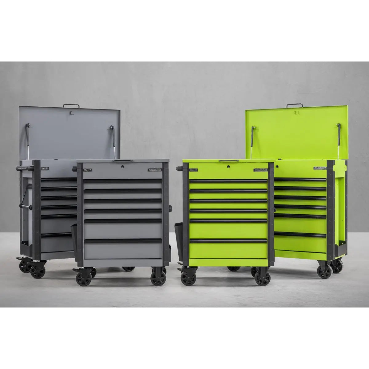 Sealey Superline Pro Tool Trolley 6 Drawer with Ball Bearing Slides - Green  White Rose Tools