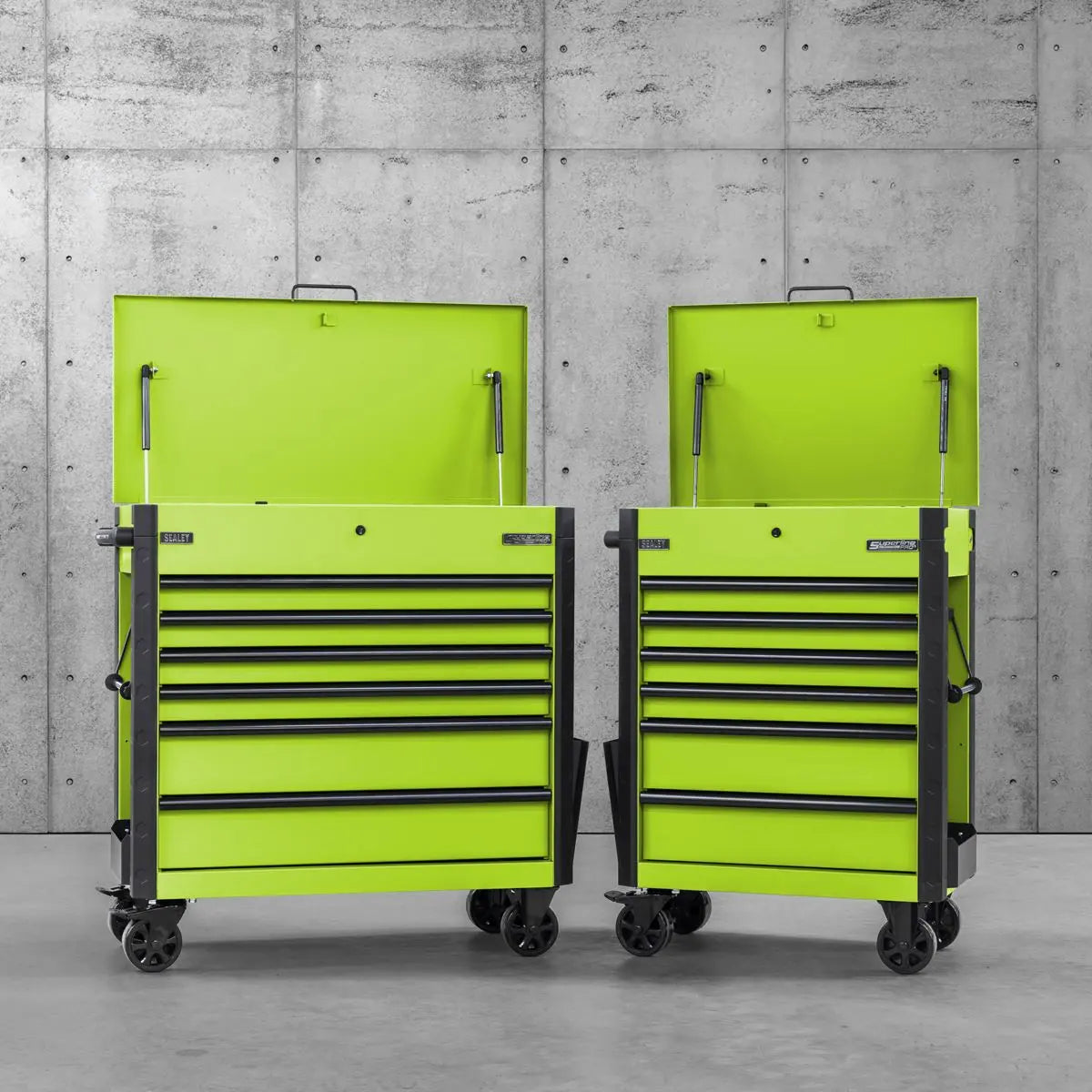 Sealey Superline Pro Tool Trolley 6 Drawer with Ball Bearing Slides - Green  White Rose Tools
