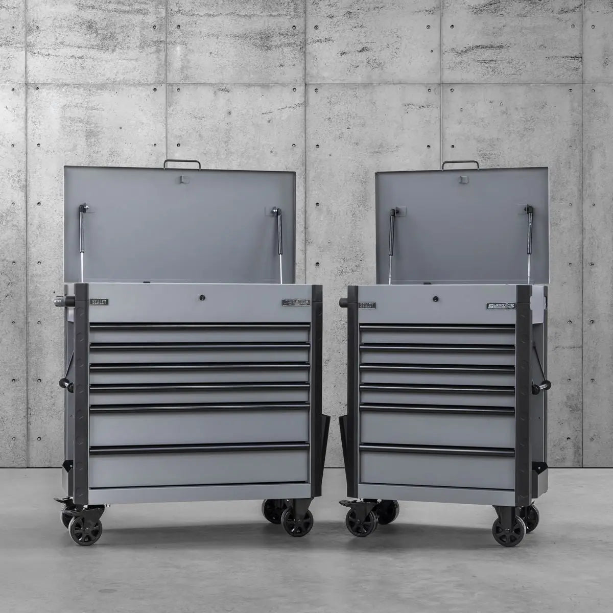 Sealey Superline Pro Tool Trolley 6 Drawer with Ball Bearing Slides - Grey  White Rose Tools