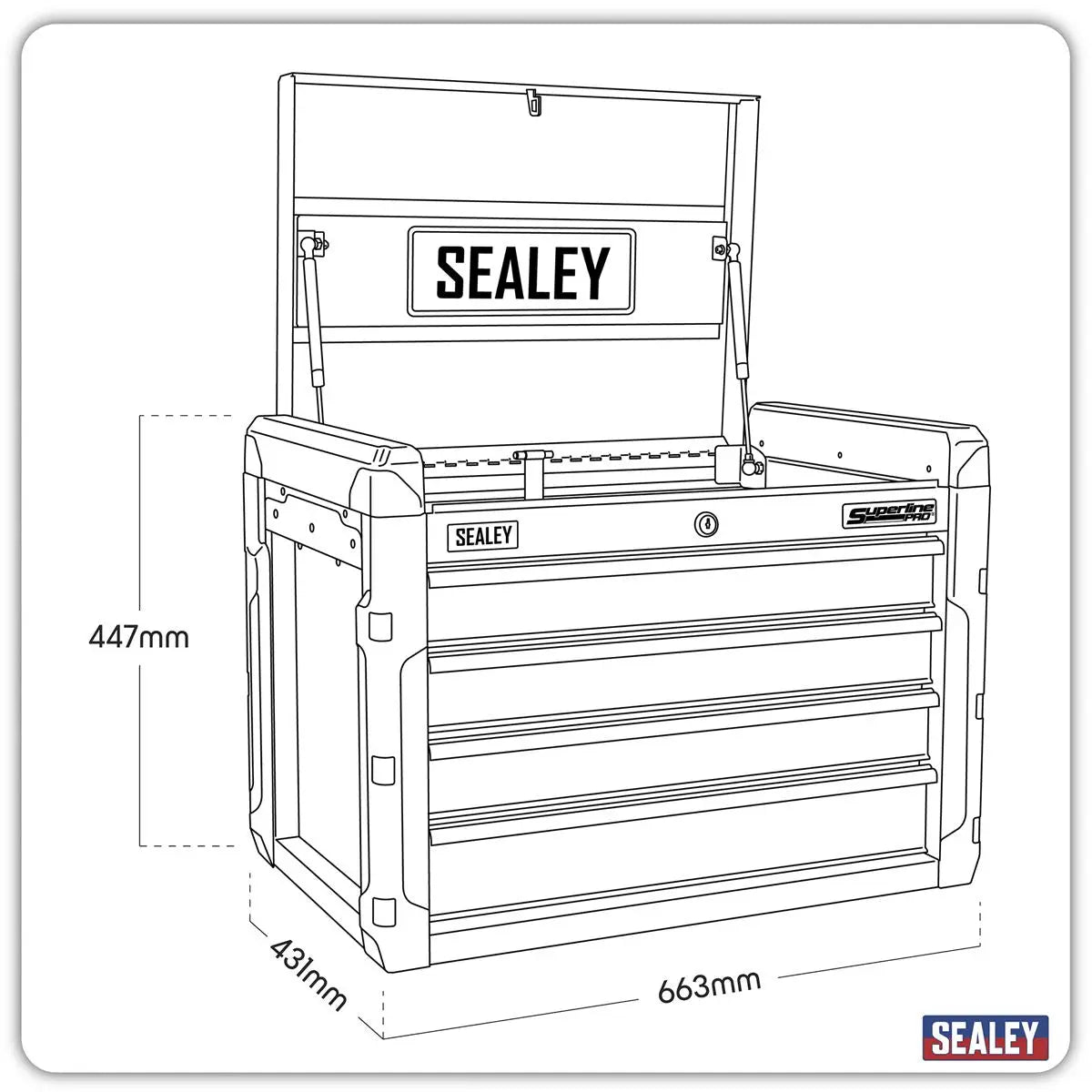 Sealey Superline Pro Topchest 4 Drawer with Ball-Bearing Slides 