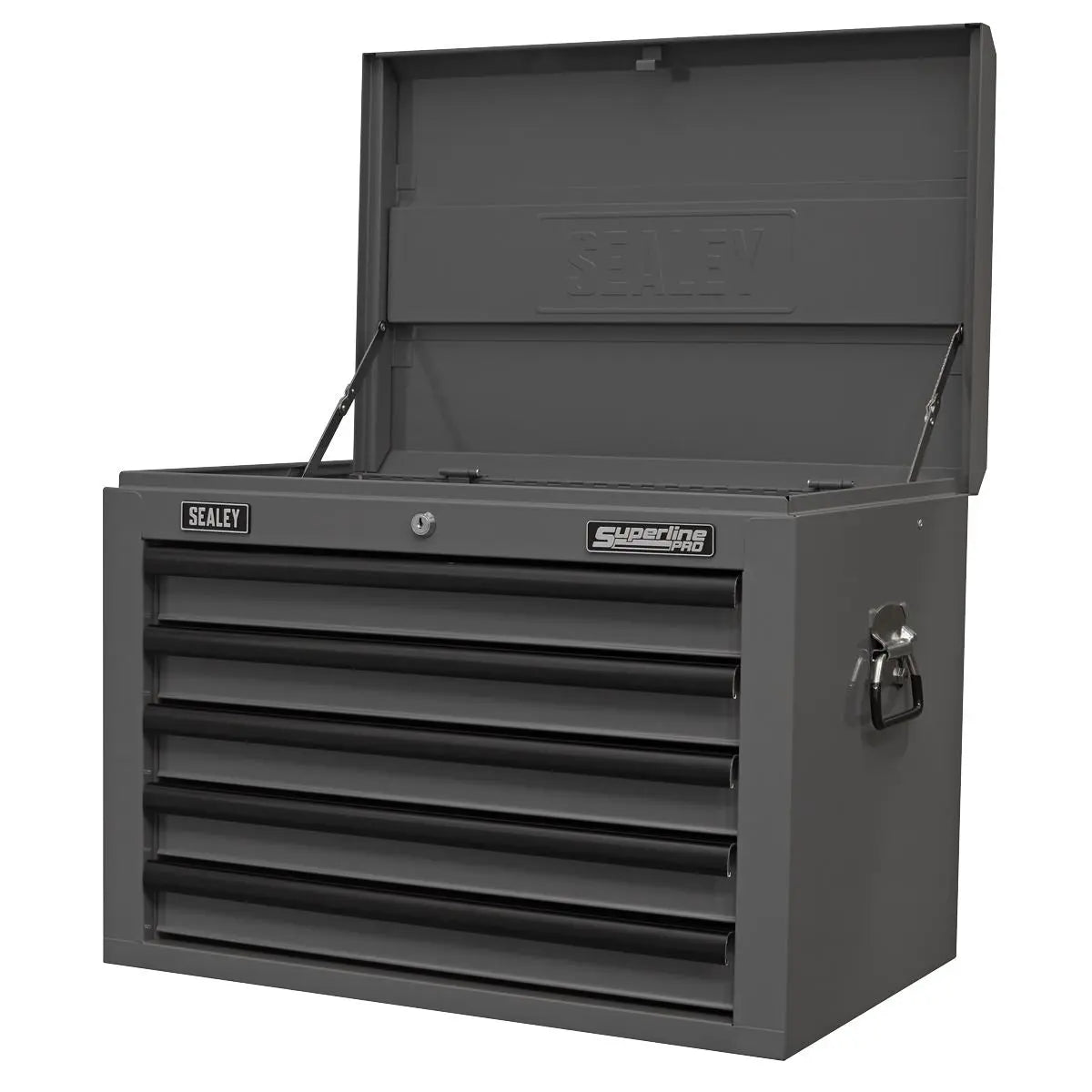 Sealey Superline Pro Topchest 5 Drawer with Ball-Bearing Slides - Grey/Black  White Rose Tools