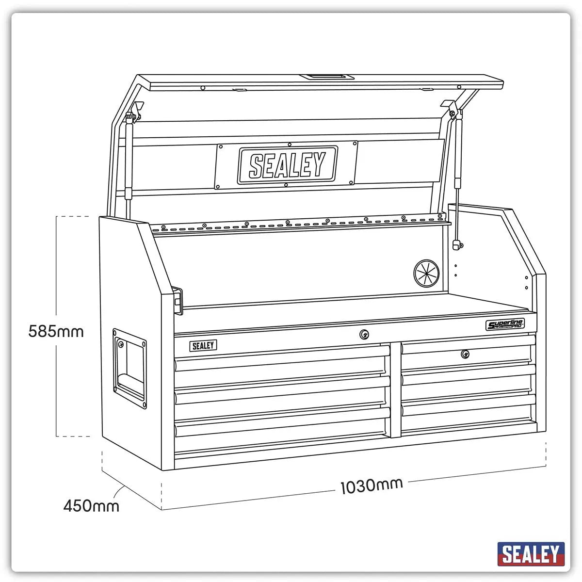 Sealey Superline Pro Topchest 6 Drawer 1030mm with Soft Close Drawers & Power Strip 
