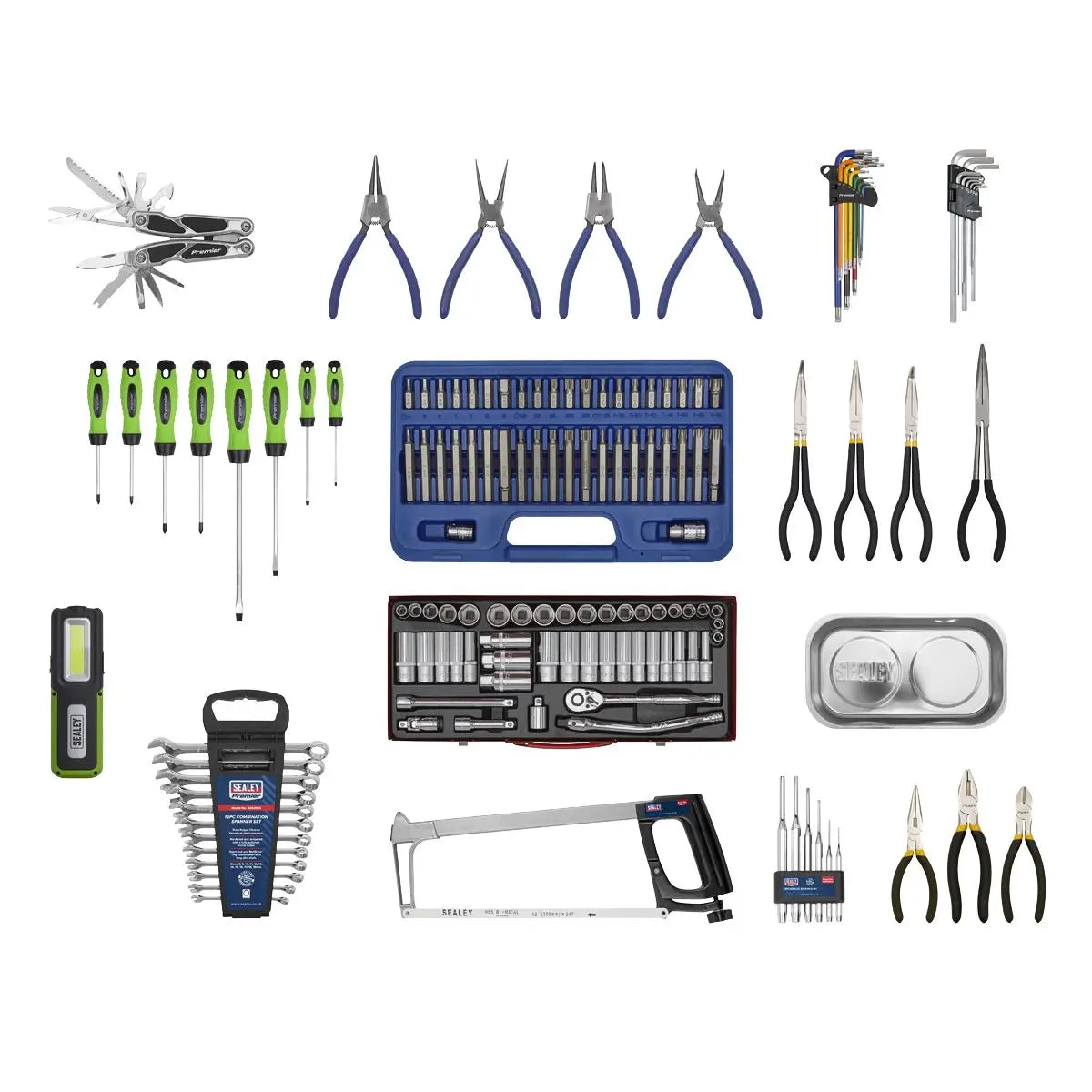 Sealey Superline Pro Topchest & Rollcab Combination 10 Drawer with Ball-Bearing Slides - Black with 148pc Tool Kit 