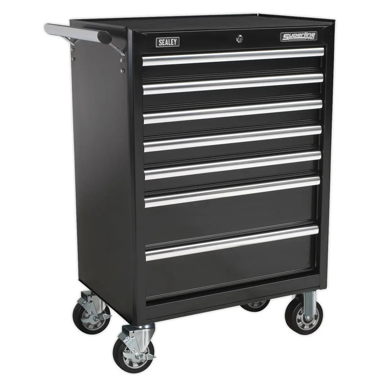 Sealey Superline Pro Topchest & Rollcab Combination 15 Drawer with Ball-Bearing Slides - Black & 148pc Tool Kit 