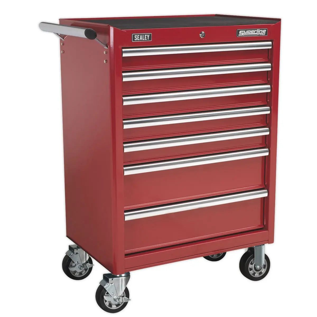Sealey Superline Pro Topchest & Rollcab Combination 15 Drawer with Ball-Bearing Slides - Red & 148pc Tool Kit 