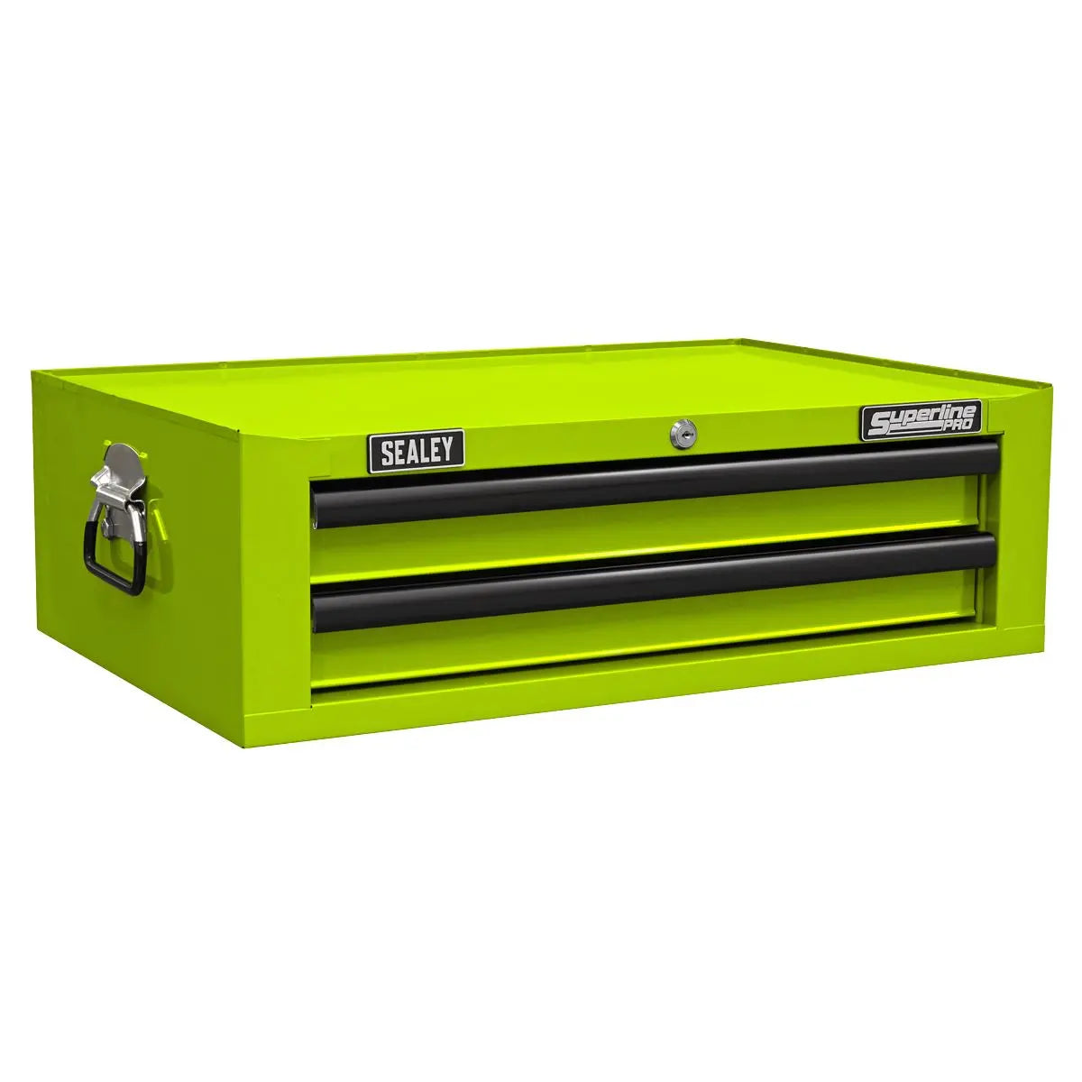 Sealey Superline Pro Topchest, Mid-Box Tool Chest & Rollcab Combination 14 Drawer with Ball-Bearing Slides - Green  White Rose Tools