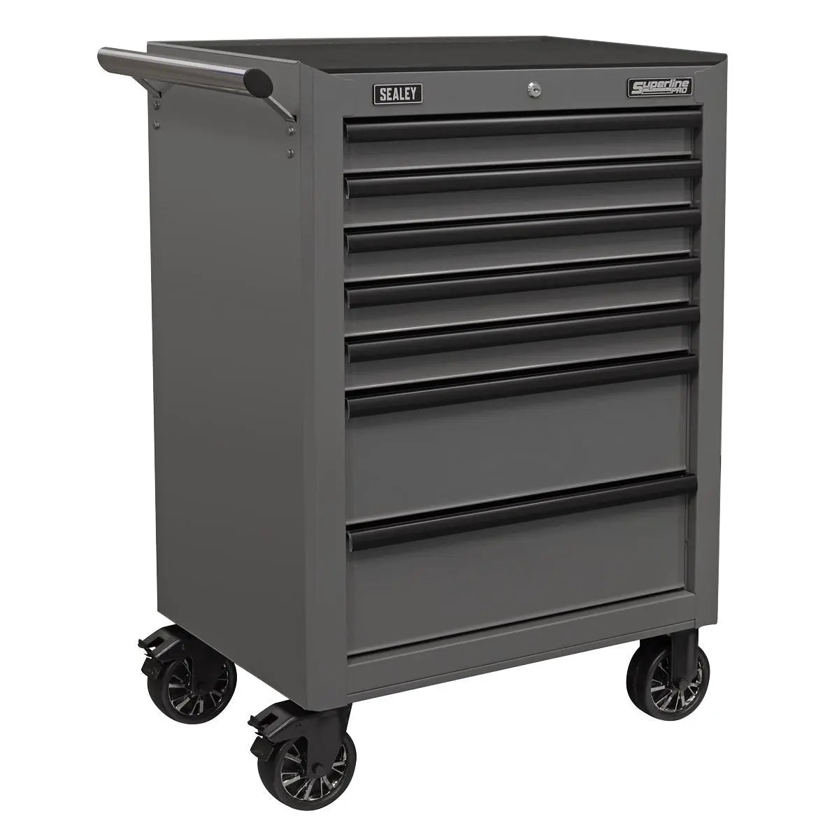 Sealey Superline Pro Topchest, Mid-Box Tool Chest & Rollcab Combination 14 Drawer with Ball-Bearing Slides - Grey  White Rose Tools