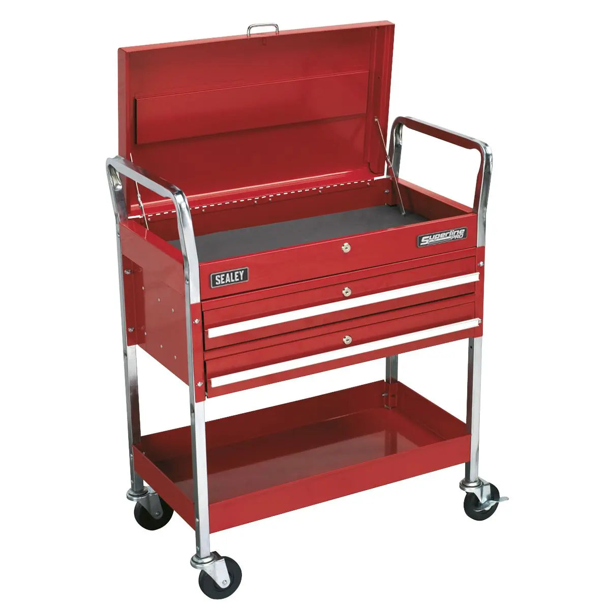 Sealey Superline Pro Trolley 2-Level Heavy-Duty with Lockable Top & 2 Drawers 