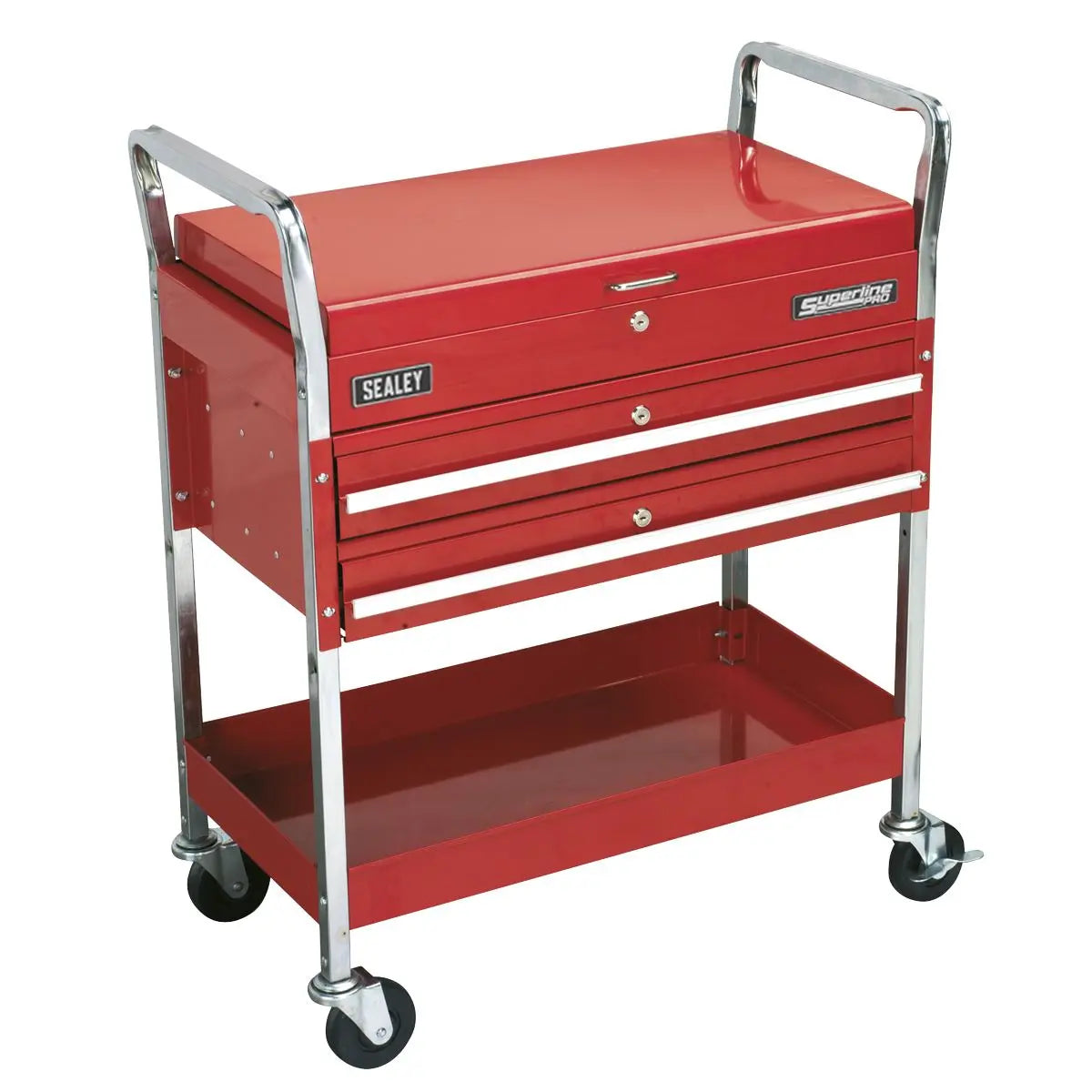 Sealey Superline Pro Trolley 2-Level Heavy-Duty with Lockable Top & 2 Drawers 