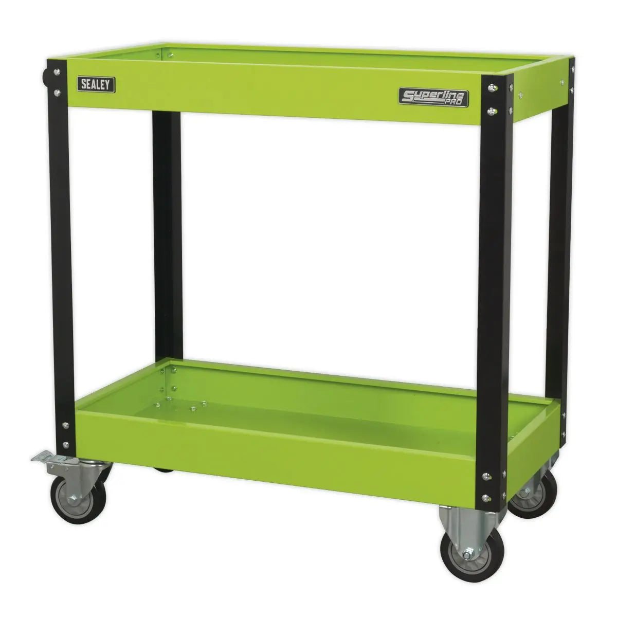 Sealey Superline Pro Workshop Trolley 2-Level Heavy-Duty - Hi-Vis Green 