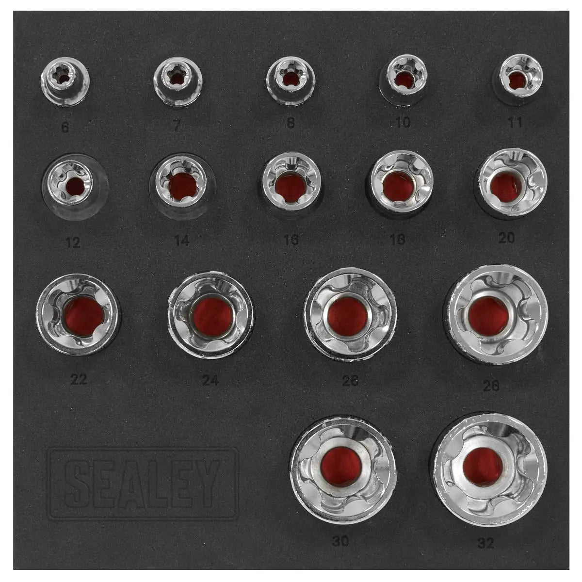 Sealey TRX-P* EPR Socket Set 1/4", 3/8" & 1/2"Sq Drive 16pc  White Rose Tools