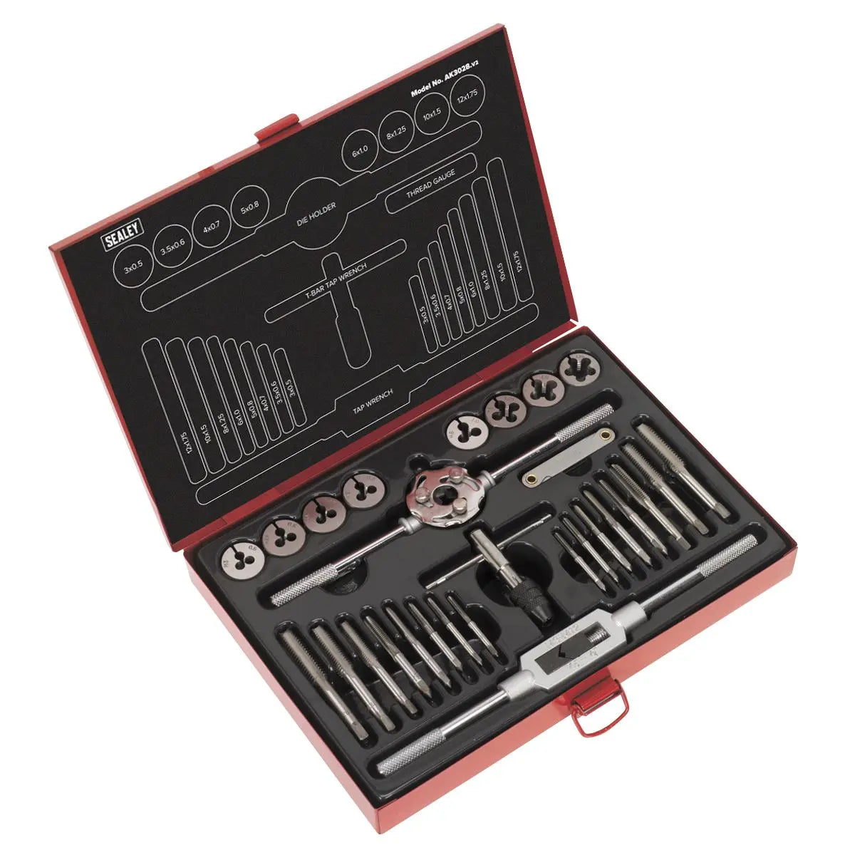 Sealey Tap & Die Set 28pc Split Dies Metric 