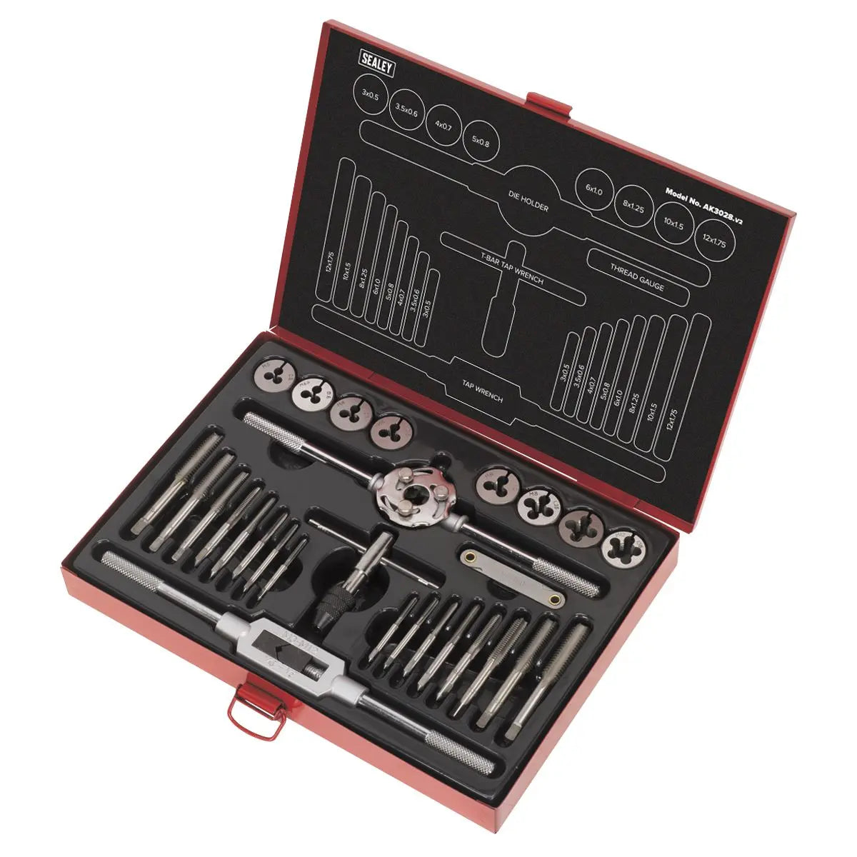 Sealey Tap & Die Set 28pc Split Dies Metric 
