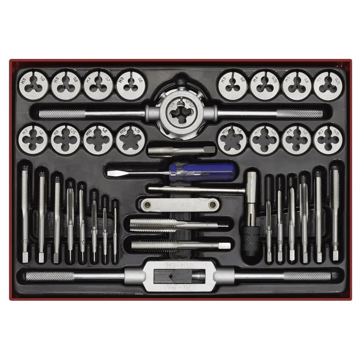 Sealey Tap and Die Set 40 Piece Split Dies Metric in Storage Case 